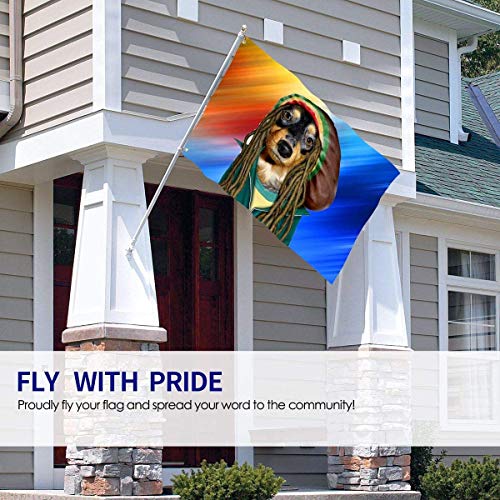 Oaqueen Banderas, Rock Reggae Funny Dog Garden Flag 4x6 FT Banner with Brass Grommets Fly Breeze House Indoor Outdoor Home Boat Yacht Car Decorations,Single-Sided Black