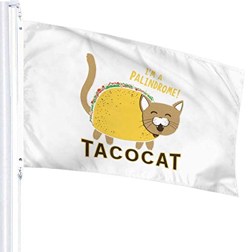 Oaqueen Banderas Taco Cat Decorative Bandera del jardín, 3 X 5 Ft Flag For Outdoor Indoor Home Decor