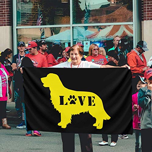 Oaqueen Banderas, Weather Resistant Golden Retriever Love Dog Paw Garden Flag, Family Flag - 3 X 5 Ft