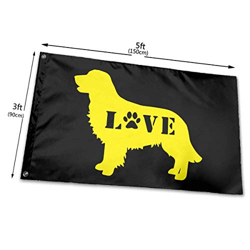 Oaqueen Banderas, Weather Resistant Golden Retriever Love Dog Paw Garden Flag, Family Flag - 3 X 5 Ft