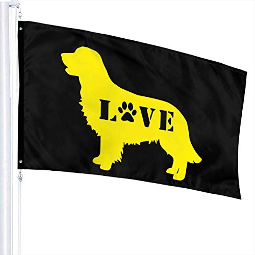 Oaqueen Banderas, Weather Resistant Golden Retriever Love Dog Paw Garden Flag, Family Flag - 3 X 5 Ft