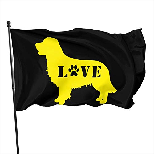 Oaqueen Banderas, Weather Resistant Golden Retriever Love Dog Paw Garden Flag, Family Flag - 3 X 5 Ft