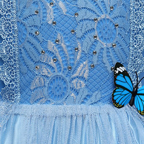 OBEEII Cenicienta Disfraz Cinderella Carnaval Traje de Princesa Cuentos Infantiles para Halloween Navidad Fiesta Ceremonia Aniversario Cosplay Costume para Niñas Chicas 5-6 Años