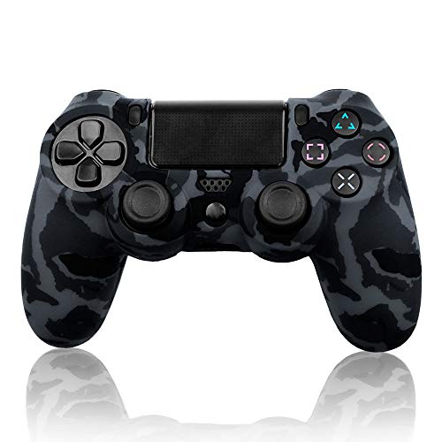OcioDual Funda de Goma Blanda para Playstation Dualshock 4 PS4/Slim/Pro Camuflaje Militar Gris Oscura Negra Carcasa Cubierta Gel