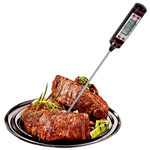 OcioDual Termometro de Cocina Comida para Temperatura Carne Bebidas Barbacoa BBQ Negro Kitchen Thermometer Digital Food Meat