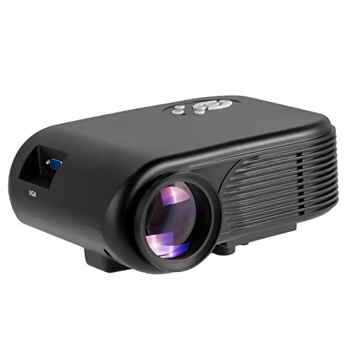 ODLICNO Mini Proyector Portátil , Multimedia Proyector de Cine en casa, proyector Compatible con Full HD 1080P HDMI, VGA, Dual USB, AV, TF Computadora Portátil, Teléfono Inteligente (Negro)