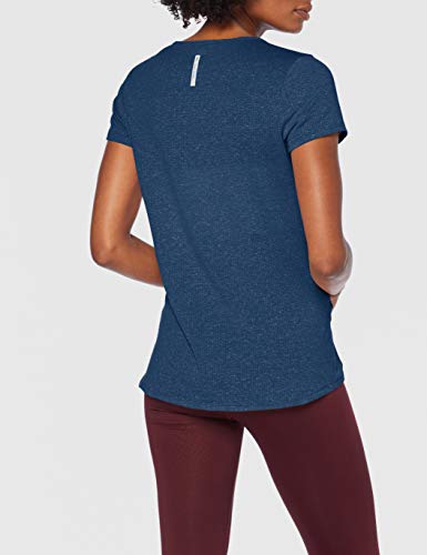 Odlo Shirt S/S V-Neck Lou Linencool Camiseta, Mujer, Blue Wing Teal Melange, S
