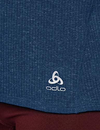 Odlo Shirt S/S V-Neck Lou Linencool Camiseta, Mujer, Blue Wing Teal Melange, S