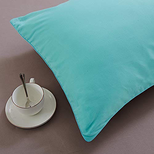Odot Juego de Ropa de Cama con Funda de Edredón Nórdico de 4 Piezas, Color Sólido Anti-ácaro Defensa Alérgico Cremallera, Microfibra Funda de Almohada, Sábana (150 * 200cm,Lago Verde)