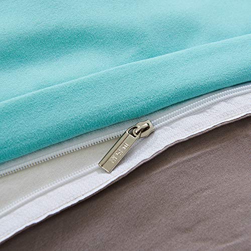 Odot Juego de Ropa de Cama con Funda de Edredón Nórdico de 4 Piezas, Color Sólido Anti-ácaro Defensa Alérgico Cremallera, Microfibra Funda de Almohada, Sábana (150 * 200cm,Lago Verde)