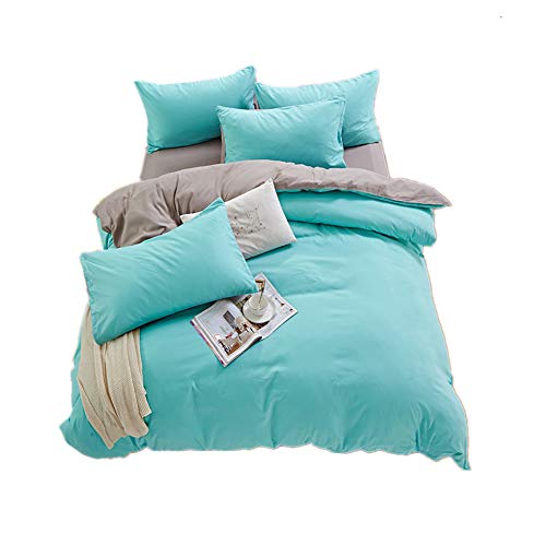 Odot Juego de Ropa de Cama con Funda de Edredón Nórdico de 4 Piezas, Color Sólido Anti-ácaro Defensa Alérgico Cremallera, Microfibra Funda de Almohada, Sábana (150 * 200cm,Lago Verde)
