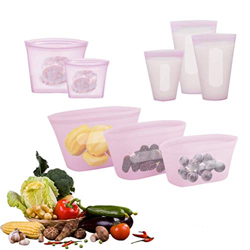 Odziezet Bolsas de Silicona Reutilizables para Alimentos con Cierre, Contenedor de Almacenamiento para Frutas Verduras Microondas Refrigerador Almuerzo Viaje Aptas para el Lavavajillas