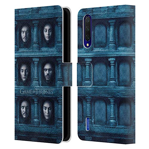Oficial HBO Game of Thrones Seis Cabezas Caras Carcasa de Cuero Tipo Libro Compatible con Xiaomi Mi 9 Lite