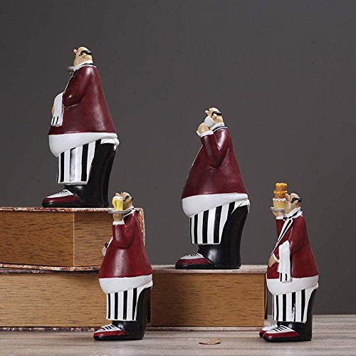 OFJM Estatuas para jardín Chef Creativo Personaje Retro Chef condimento Olla Resina artesanía artesanía decoración del hogar-Rojo