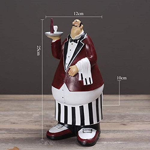 OFJM Estatuas para jardín Chef Creativo Personaje Retro Chef condimento Olla Resina artesanía artesanía decoración del hogar-Rojo