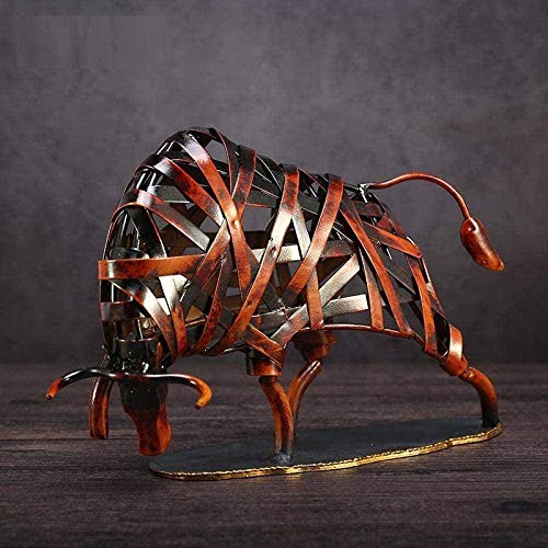 OFJM Estatuas para jardín Vaca Metal Hierro Rojo Arte Moderno decoración del hogar Accesorios artesanía Animal Regalos-Rojo Negro Rojo