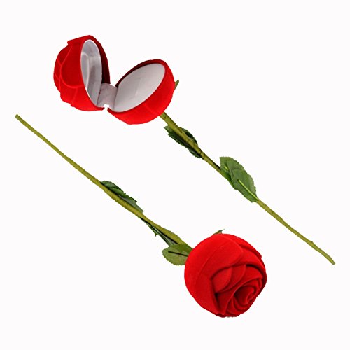 OFKPO Caja de Regalo - para joyería con Forma de Rosa roja