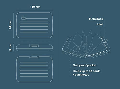 Ögon Smart Wallets - Stockholm V2 Cartera Tarjetero - Protección RFID: Protege Tus Tarjetas de Robar - hasta 10 Tarjetas + Recetas + Notas - Aluminio anodizado (Silver)
