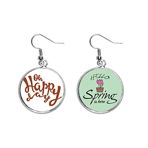 Oh Happy Day - Pendientes colgantes con texto en inglés "Happy Day"