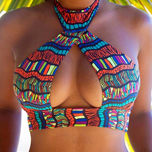 OHQ Traje De BañO Bikini Color Impreso Pechos Abiertos Bikini Playa Trajes De BañO Bikini con Estampado De Color Mujer Push-Up Acolchado Sujetador Traje De BañO Multicolor (XL, Multicolor)