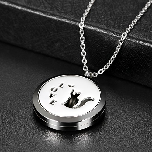 OIDEA Collar de Aromaterapia con Difusor de Aceite Esencial Colgante de Perfume Vintage Retro Original de Acero Inoxidable Regalo para Mujer, Amor, 6 Almohadillas Lavables