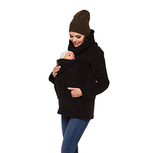 OJKYK Sudadera con Capucha De Canguro De Maternidad para Mujer Portadora De Bebé Chaqueta De Abrigo De Lana para Embarazadas Que Usan Suéter,A,XL
