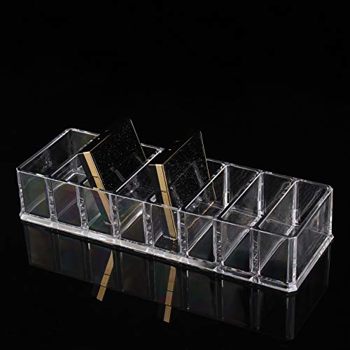OKVGO Organizador de cosméticos compacto acrílico para sombra de ojos, colorete, subrayadores, polvos, maquillaje soporte (transparente 8 ranuras)