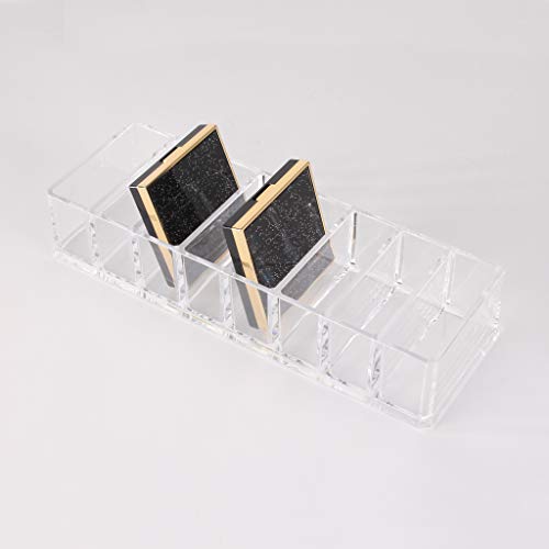 OKVGO Organizador de cosméticos compacto acrílico para sombra de ojos, colorete, subrayadores, polvos, maquillaje soporte (transparente 8 ranuras)