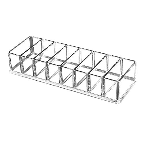 OKVGO Organizador de cosméticos compacto acrílico para sombra de ojos, colorete, subrayadores, polvos, maquillaje soporte (transparente 8 ranuras)