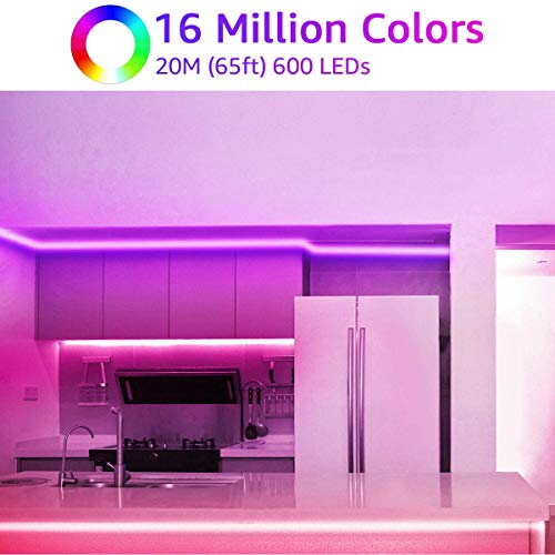 Olafus 20M Tiras LED WiFi Alexa, Tira LED RGB Smart 5050 Control APP 600 LEDs, Cinta LED RGB Function con Google Home Amazon Alexa, 16 Millones Colore Luces decorativas para Navidad y Fiestas