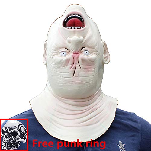 Olds Máscara de Halloween Máscara de Terror Sombrero Party Party Divertido Scary Upside Down Máscara de Cabeza de Monstruo Latex Carnival Mask (Have a Gift)