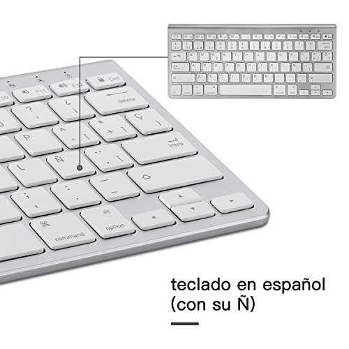 OMOTON Bluetooth Teclado Español con Soporte, Compatible con iPad Air 10.9, iPad 10.2, iPad 9.7, iPad Pro 11, 10.5, iPad Air y Toda Sistema iOS, No Sirve Sistema de Mac - Blanco
