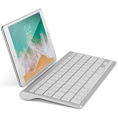 OMOTON Bluetooth Teclado Español con Soporte, Compatible con iPad Air 10.9, iPad 10.2, iPad 9.7, iPad Pro 11, 10.5, iPad Air y Toda Sistema iOS, No Sirve Sistema de Mac - Blanco