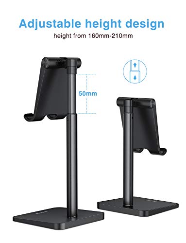 OMOTON Soporte Móvil Mesa para iPhone 11/XR/Samsung S20/ Huawei P40/ Xiaomi Mi10, Universal Multiángulo Soporte Teléfono Ajustable para Smartphone [Negro]