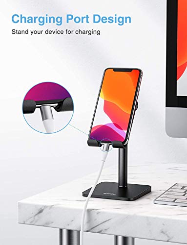 OMOTON Soporte Móvil Mesa para iPhone 11/XR/Samsung S20/ Huawei P40/ Xiaomi Mi10, Universal Multiángulo Soporte Teléfono Ajustable para Smartphone [Negro]