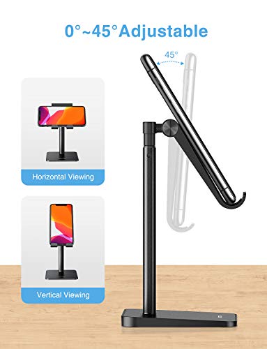 OMOTON Soporte Móvil Mesa para iPhone 11/XR/Samsung S20/ Huawei P40/ Xiaomi Mi10, Universal Multiángulo Soporte Teléfono Ajustable para Smartphone [Negro]