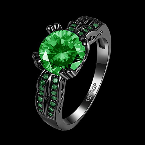 One Cent Online Amor Eterno Mujeres Boda Compromiso Anillos 18K Oro Plateado Cz Diamantes Marcas Solitarias Princesa Corte Promesa Aniversario Novia Joyería Amor Infinito por Ella, JPR864-Green-6-UK