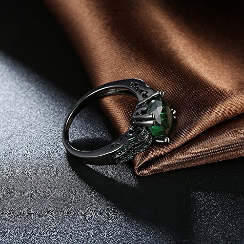 One Cent Online Amor Eterno Mujeres Boda Compromiso Anillos 18K Oro Plateado Cz Diamantes Marcas Solitarias Princesa Corte Promesa Aniversario Novia Joyería Amor Infinito por Ella, JPR864-Green-6-UK