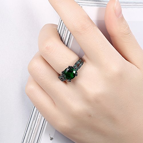 One Cent Online Amor Eterno Mujeres Boda Compromiso Anillos 18K Oro Plateado Cz Diamantes Marcas Solitarias Princesa Corte Promesa Aniversario Novia Joyería Amor Infinito por Ella, JPR864-Green-6-UK
