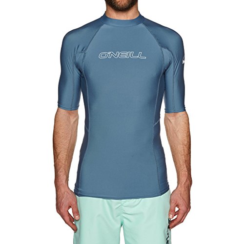 O'Neill 2018 Basic Skins Short Sleeve Crew Rash Vest Dusty Blue 3341 Sizes- - Small