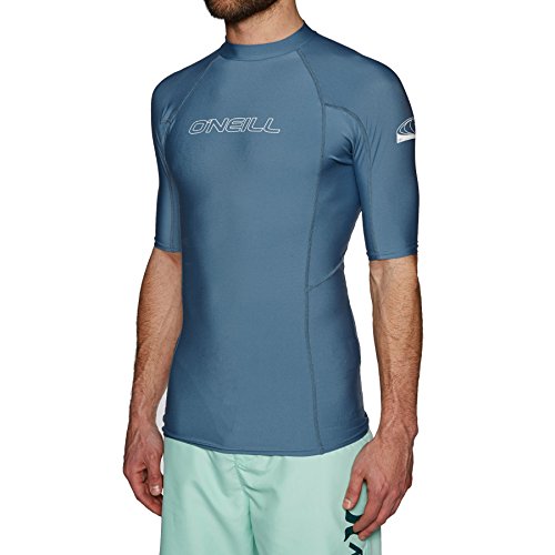 O'Neill 2018 Basic Skins Short Sleeve Crew Rash Vest Dusty Blue 3341 Sizes- - Small