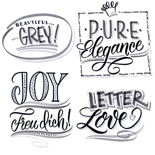 Online Calli.Brush Grey, Juego de 5 pinceles para escritura a mano, juego de caligrafía con punta de caligrafía y punta de pincel para bullet Journaling, acuarelas