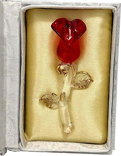 Online Street Glass rosa roja en caja blanca tributo a la madre regalo mamá mamá cumpleaños aniversario Navidad recuerdos adornos
