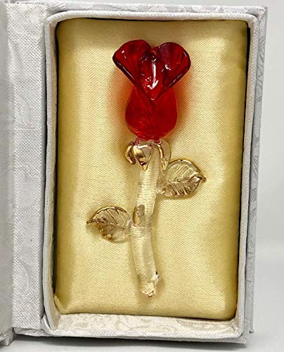 Online Street Glass rosa roja en caja blanca tributo a la madre regalo mamá mamá cumpleaños aniversario Navidad recuerdos adornos
