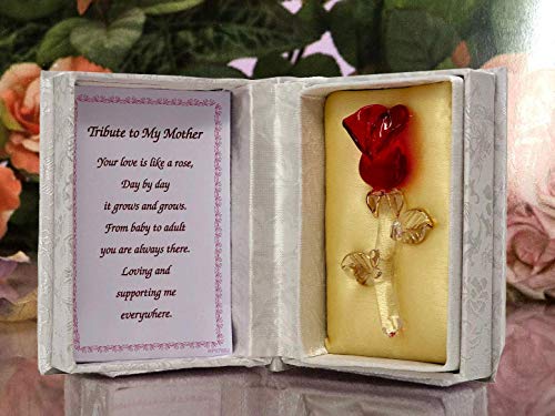 Online Street Glass rosa roja en caja blanca tributo a la madre regalo mamá mamá cumpleaños aniversario Navidad recuerdos adornos