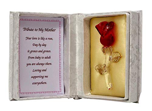 Online Street Glass rosa roja en caja blanca tributo a la madre regalo mamá mamá cumpleaños aniversario Navidad recuerdos adornos