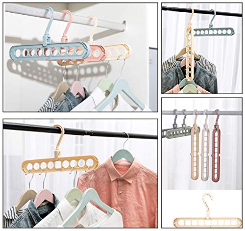 OnlineTek Hanger Ahorro de Espacio, 6 Piezas 9 Hoyos Magic Hanger Hanger Plegable Organizador Colgante para múltiples Ganchos, Soporte para Colgador de gabinete(Rosa)