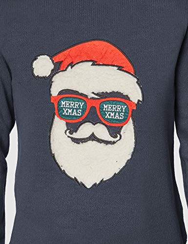 Only & Sons onsXMAS 7 Funny Badge Jaquard Knit Suéter, Azul Oscuro, XS para Hombre