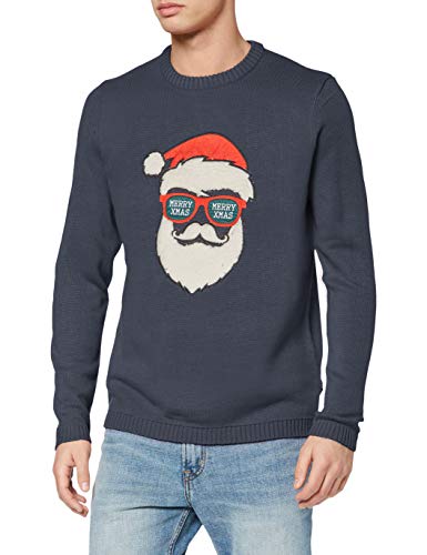 Only & Sons onsXMAS 7 Funny Badge Jaquard Knit Suéter, Azul Oscuro, XS para Hombre