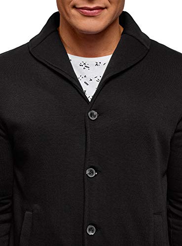 oodji Ultra Hombre Chaqueta de Punto con Botones, Negro, 52-54